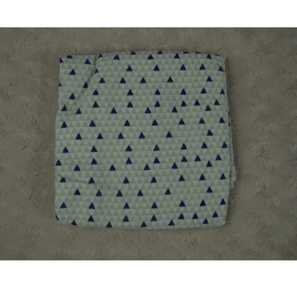 Cribmates Triangle Print Baby Receiving Blanket Flannel Blue Green White Cotton
